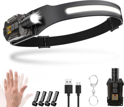 lambası, LED şarj edilebilir, 2000 lümen, 230° geniş açılı, yakınlaştırılabilir kafa lambası, sensörlü, UV lambalı, çıkarılabilir manyetik hafif alın lambası, kamp, koşu, yürüyüş, balıkçılık için