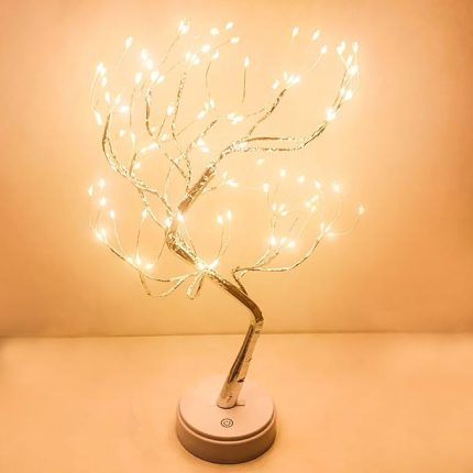 LED ışık ağacı, 108 LED ağaç lambası, USB masa lambası, pille çalışır, oturma odası, ofis, yemek odası, Noel, otel, iç dekorasyon için ambiyans ışığı, sıcak beyaz