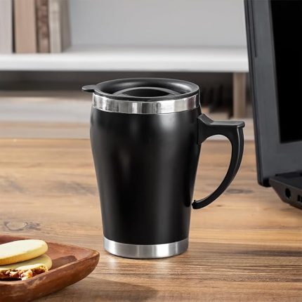 05667 Paslanmaz Çelik Kupa Sızdırmaz Çelik Termos Araç Termosu El Termosu Yalıtımlı Bardak 350ml -Siyah