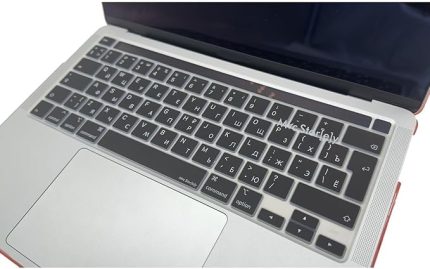 MacBook Pro Klavye Koruyucu Rusça UK Ters L Enter Touch Bar Uyumlu İnce Silikon Kapak 13 M1-M2 ve 16 inç Modellerle Uyumlu Toz ve Sıvı Koruma Siyah