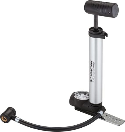Air Sport Mini-Fahrradpumpe, Fuß-zu-Boden- oder Rahmen-Pumpen, mit Messgerät für Schrader- und Presta-Ventilarten