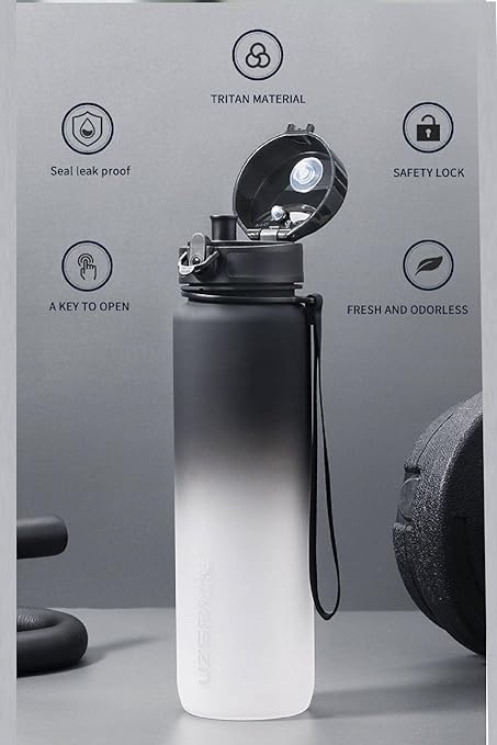 FiftyFifty 500ml Çift Renk Softtouch FF Collection Tritan Su Matarası Siyah-Beyaz - Görsel 3