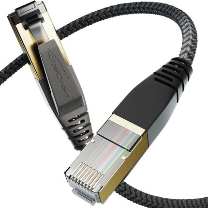 – Esnek ve kırılmaz örgülü tasarıma sahip Cat 8 ağ kablosu – 7,5m (LAN kablosu/Ethernet kablosu, maksimum fiber hızı iletir ve oyun/PS5/Xbox için uygundur, RJ45 fiş)