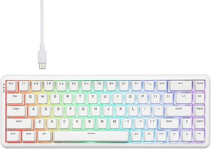 Ajazz AK680 Max%68 Manyetik Switch, 3000mAh Batarya 8000 Hz Kablolu-1000 Hz Polling Rate Kablosuz Manyetik Klavye RGB Arkadan Aydınlatmalı Özelleştirilebilir Tuşlar (AK680 Max - Beyaz)