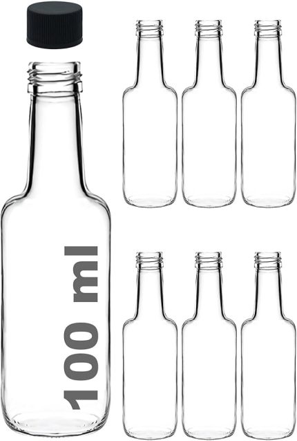 100 ml Şeffaf Standart Sosluk 100 cc Sızdırmaz Kapaklı Cam Şişe (6)