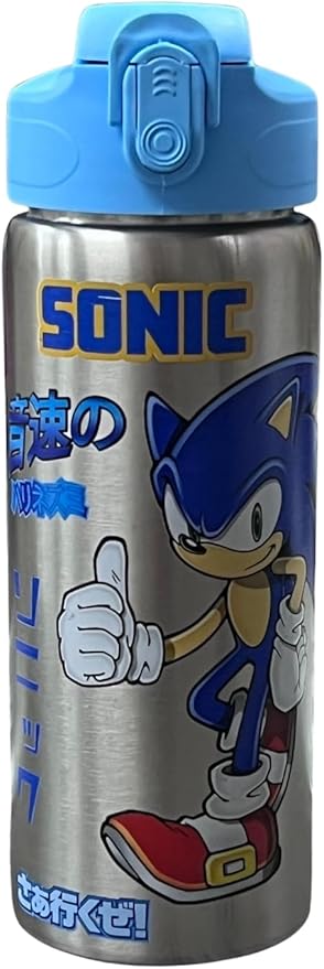 600ml Sonic Temalı Lisanslı Pipetli Kilitlenebilir Kapak Paslanmaz Çelik Termos Matara