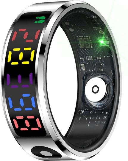 Ring sağlık yüzüğü, fitness takip cihazı, LED ekranlı, kadınlar ve erkekler için akıllı yüzük, IP68 su geçirmez, aktivite/uyku/adım