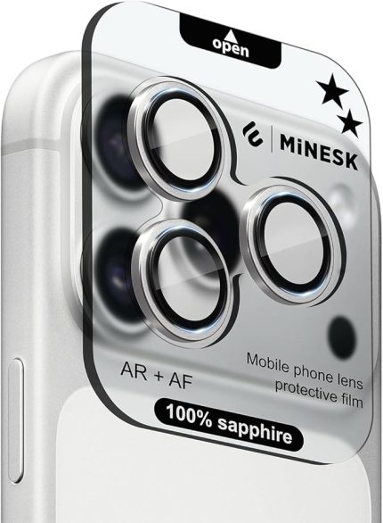 iPhone 16 Pro-16 Pro Max ve 17 Pro-17 Pro Max ile Uyumlu Orijinal Safir Cam (%99.9 Saflıkta Gerçek Safir) Cihazın Kendi Lensleri ile Aynı Materyal Lens Koruyucu Kamera Camı (Gümüş)