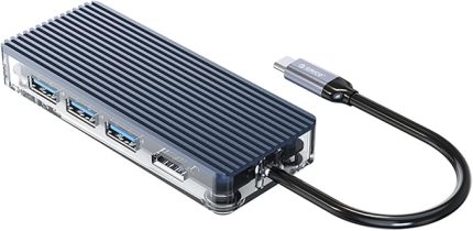 6 Portlu USB 3.0 100W RJ45 1000Mbps HDMI Çoklayıcı HUB Gri