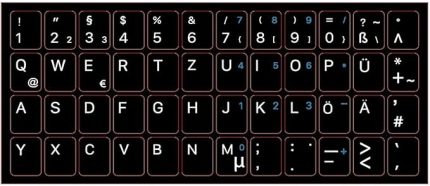 Almanca Q Klavye Etiketi Laptop Macbook PC Sticker - Siyah AL2997