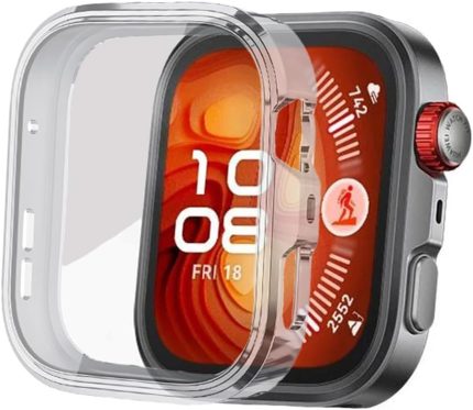 Watch Fit 4 PRO ile Uyumlu Kasa Ve Ekran Koruyucu 360 Tam Koruma Silikon Kılıf (Şeffaf)