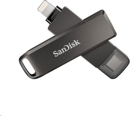 iXpand Luxe Flash Sürücü 2'si 1 arada iPhone Bellek 64GB (iPad Uyumlu, Otomatik Yedekleme, USB-C ve Lightning Bağlantı Noktası, Şifre Koruması, iXpand Uygulaması), Gümüş