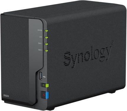DS223 2 yuvalı disk istasyonu NAS (Realtek RTD1619B Quad-Core 2GB Ram 1xRJ-45 1GbE LAN bağlantı noktası), siyah