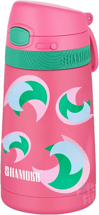 FiftyFifty Çocuk 350 Ml Pipetli Paslanmaz Çelik Termos Bpa İçermez 9 Renk Koyu Pembe