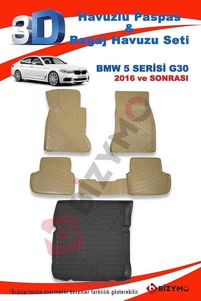 Bmw 5 Serisi G30 Sedan 2016 Ve Sonrası Bej Paspas ve Bagaj Havuzu Seti - Görsel 2
