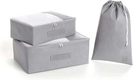 HOME TEXTILE 3'LÜ FİLELİ GRİ RENK BAVUL İÇİ DÜZENLEYİCİ SET 1 ADET 25 x 40/1 ADET 31 x 22 x 12/1 ADET 37 x 27 x 17 CM