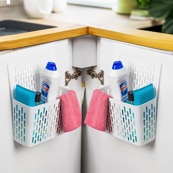 Org-52 2 li Asılabilir Mutfak Banyo Dolap İçi Düzenleyici Organizer Deterjanlık - Beyaz