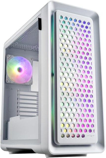 CUT593 Series Full Tower Computer Case Dual Tempered Glass Side Panel 140MM ARGB Fan X4 (CUT593P, Black)