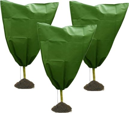 3 Paket Kış İpli Bitki Örtüsü Bitki Koruma Kılıfı Çantalar, Donma Koruma Çantası Donma Bezi Battaniye Meyve Ağacı Saksı Bitkilerini Donmaya Karşı Koruma (80 x 100 cm)
