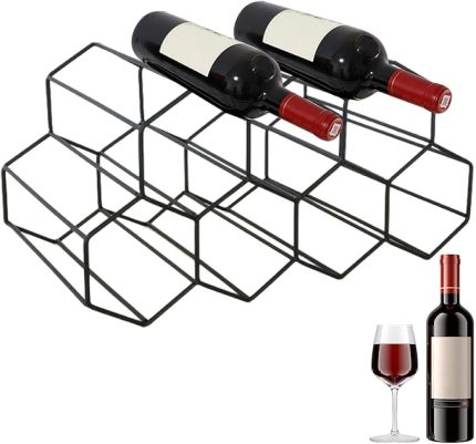 3 Katlı İstiflenebilir Şarap Rafı, Şarap Tutucu 9 Şişe | Şişesi Organizatör Tutucu | Depolama için 9 Şişe Modern Metal Rafı Üstü için Tezgah Şişesi