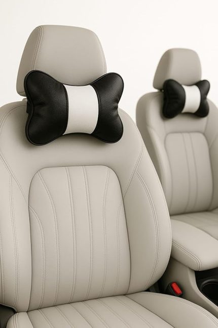 Oto Boyun Yastığı Seti Ortopedik Araç İçi Seyahat Yastığı (Beyaz)