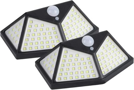 Solar Hareket Sensörlü Dış Ortam Bahçe Aydınlatması, Güneş Enerjili, Su Geçirmez, 100 Ledli, Beyaz Işık, (2 Adet)