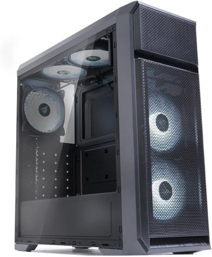 N5 OF ATX Mid Tower 3 Beyaz Led Fanlı Kasa 1 x Kulaklık, 1 x Mikrofon, 2 x USB 2.0, 1 x USB 3.0, Fan Kontrol, Renkli Akrilik Panel, PCI/AGP365mm, Siyah