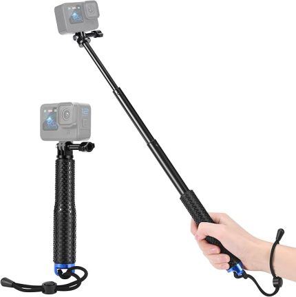Pro için su geçirmez Selfie Çubuğu, Vkesen 7-19 inç Uzatılabilir El Tutamağı/Elde Taşınabilir Monopod/Direk GoPro Hero 13/12/11/10/9/8/7/6/Max, DJI Osmo Aksiyon ve Diğer Aksiyon Kameraları için