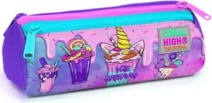 High Pembe Mor Dondurma Üç Bölmeli Kalem Çantası - Kız Çocuk