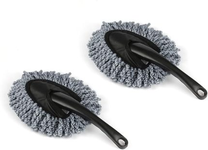 2 Paket Mini Mikrofiber Araba Toz Alma Fırçası, Çok Fonksiyonlu Araba Temizleme Fırçası, Araba İç Dış Aksesuarları, Araba için Temizleme ve Yıkama Aleti - Gri