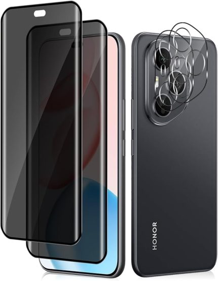 Privacy koruyucu folyo, Honor 400 Pro 5G için, [2 + 2 adet] casus önleyici zırh koruyucu cam + kamera koruması, 9H sertlik, görüntü koruması, görüntü koruması, Honor 400 Pro 5G için