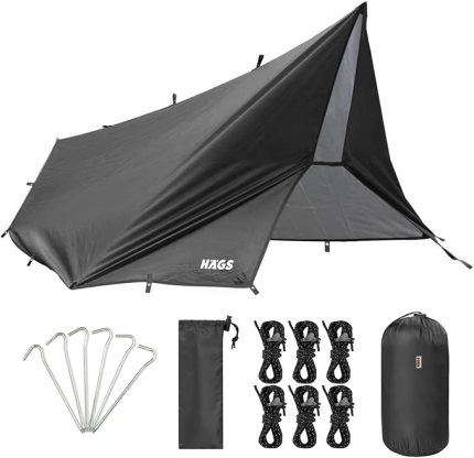 Su Geçirmez Tarp Tente Gölgelik Örtü, 4 Mevsim Taşınabilir Örtü Branda Outdoor Açık Hava Kamp Seyahat Tente Branda Barınak Yağmurluk, Güneşlik Karavan Yan Tente Çadır 300x300 cm Siyah