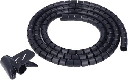 Ev Ofis TV DVD PC Kablosu, Plastik Tel Sargı Tüp Kablos Yönetim Sistesi Kiti, Evcil Hayvanlar Isırmayı Önlemek İçin Esnek Elektrik Telli Kovan, Siyah Dia 20mm Için Spiral Kablo Sarma (2m /