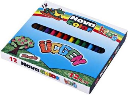 Color 12 Renk Üçgen Uzun Mum Boya (NC-2119)