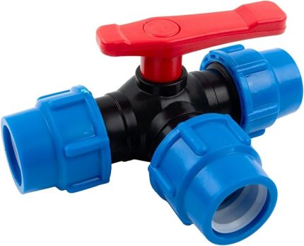 Su Borusu Tesisat Ek Parçaları - Boru 3 Yollu Küresel Vana, 20/25/32/40/50mm PE Boru Tee Hızlı Bağlantı Durdurma Musluğu Vana, Hortum Borusu Konektörü (32mm)