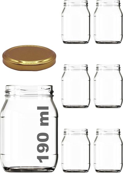 ml Metal Gold Kapaklı Konserve Kavanozu 190 Cc Şeffaf Bebek Mama Kavanoz 6 Adet