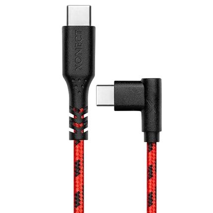 to Type-C ile Uyumlu iPhone ve Samsung ile Uyumlu Hızlı Şarj ve Data Kablosu 40 cm L Tipi Gaming Hasır Örgülü (Kırmızı)