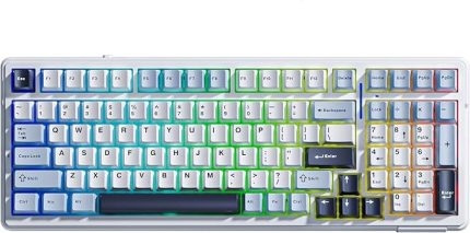 F99 3 Modlu RGB Hot Swap Mekanik Linear GrayWood V3 Switch Kablosuz Makrolu Klavye Lacivert