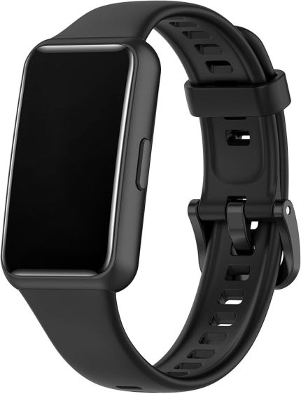 Huawei Band 7 ile uyumlu Saat Kayışı Ent Kaliteli Huawei Mi Band 7 ile uyumlu Spor Saat Kontrast Renkli Lagniappe Silikon Kordon (Siyah)