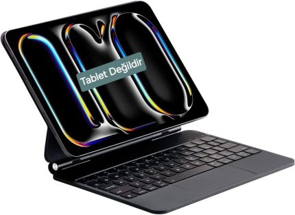 Ipad Pro 11 M4 2024 ile Uyumlu Manyetik Bluetooth Magic Keyboard Touchpad Işıklı Klavyeli Kılıf