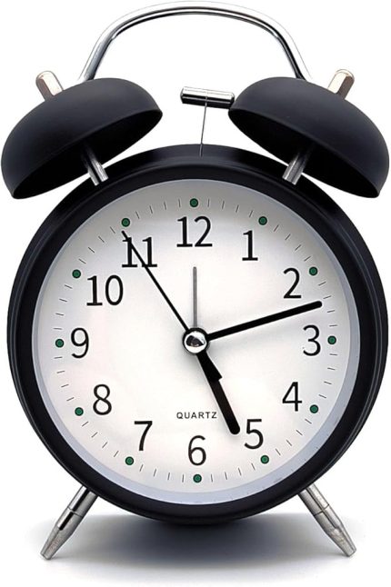 16cm Büyük Boy Akar Saniyeli Alarm Çalar Saat - Nostaljik Masa Saati Siyah