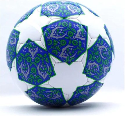 Champions Leagu Tasarımı Dikişli Futbol Topu, 5 Numara 480 Gram Top İğnesi Hediye Mavi