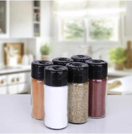 Diyarı 6 Adet Cam Baharatlık Seti 245 ml Döner Kapaklı Tuzluk Biberlik