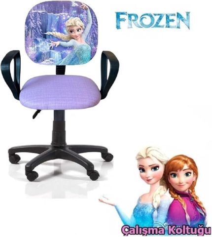 Karlar Ülkesi Frozen Ofis Çalışma Faliyet Koltuğu Çocuk Odası Ders Sandalyesi Yükseklik Ayarlı Döner