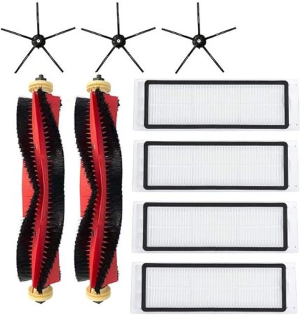 Xiaomi Roborock S5 Max S6 Pure S6 MaxV Rulo Fırçalar için 9'lu Paket Yedek HEPA Filtre Paspas Bezi Aksesuarı (Beyaz)