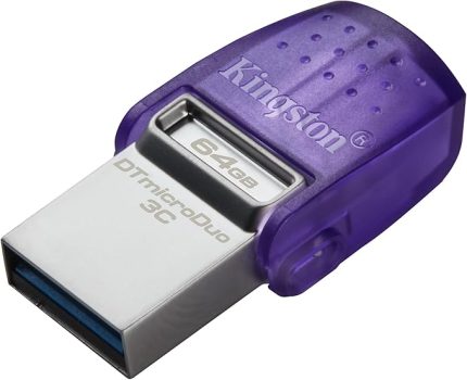 DataTraveler microDuo 3C 64GB USB-C ve USB-A Flash Sürücü | 200 MB/s'ye varan hızlar | USB 3.2 Gen 1 | Duo Konnektör | DTDUO3CG3/64GB