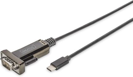 USB Seri Adaptör - RS232 Dönüştürücü - USB 2.0 Tip C - DSUB 9M - FTDI FT232RL Yonga Seti - 1 m Bağlantı Kablosu