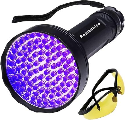 UV El Feneri Siyah Işık, 100 LED Blacklight El Feneri Kuru Pet Köpek/Kedi İdrar Lekeleri Dedektörü Işık, Reçine Kür, Akrep Bulucu