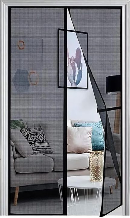 Manyetik Sineklik Pencere Kapısı 120 x 240 cm, Pencere Kapısı için Manyetik Sineklik 2024 Güncellenmiş Sürüm, Mıknatıslı Perde Sivrisinek Önleyici, Sinek Böcekleri - Siyah