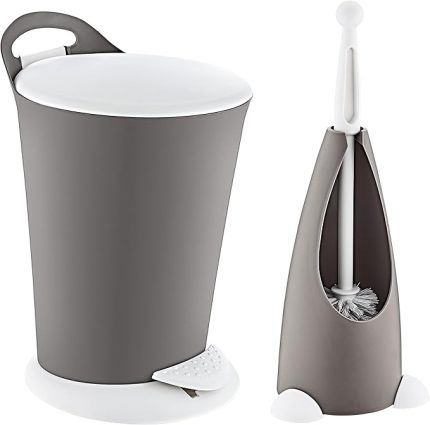 Penguen Pedallı Çöp Kovası Ve Klozet Fırçası Set Terra